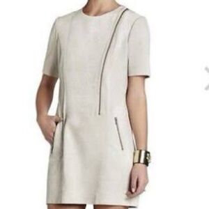 BCBGMaxAzria Cream Sheath Mini Dress Crew Neck